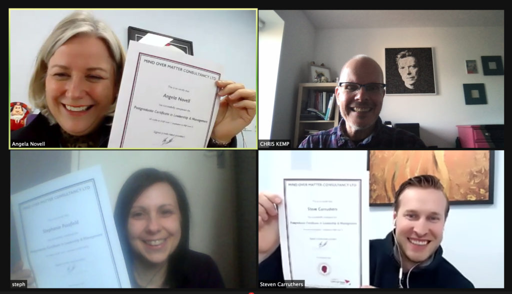 MKSNAP trainees showing their Postgraduate Certificates in Leadership and Management 